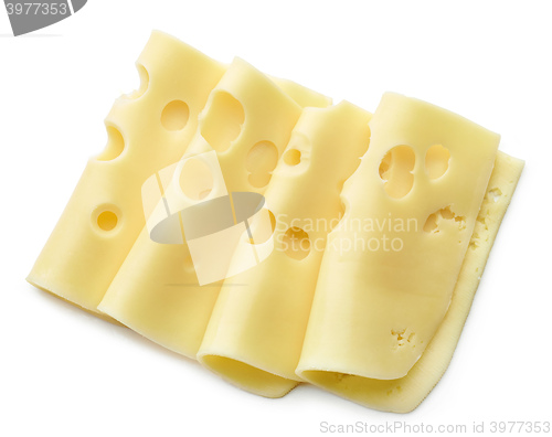 Image of cheese slices on white background