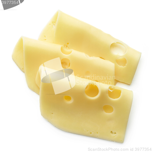 Image of cheese slices on white background