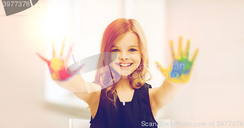 Image of girl showing painted hands