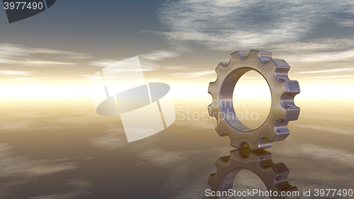 Image of gear wheel on reflective surface - 3d rendering