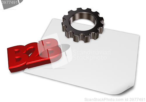 Image of b2b tag and gear wheel - 3d rendering