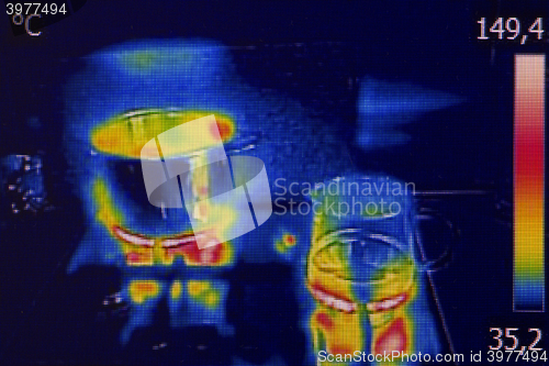 Image of Infrared thermovision image showing cooking on a gas stove