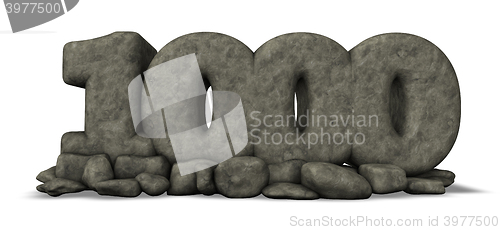 Image of stone number thousand on white background - 3d rendering