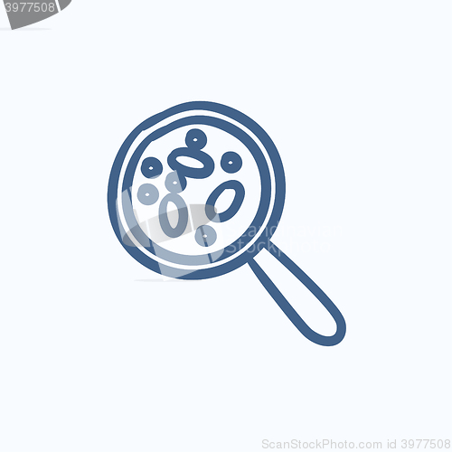 Image of Microorganisms under magnifier sketch icon.