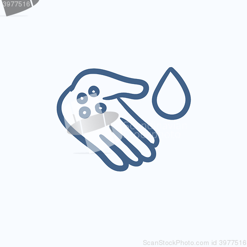 Image of Hand with microbes sketch icon.