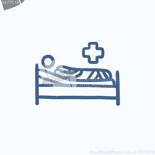 Image of Patient lying on bed sketch icon.