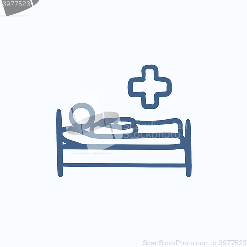 Image of Patient lying on bed  sketch icon.