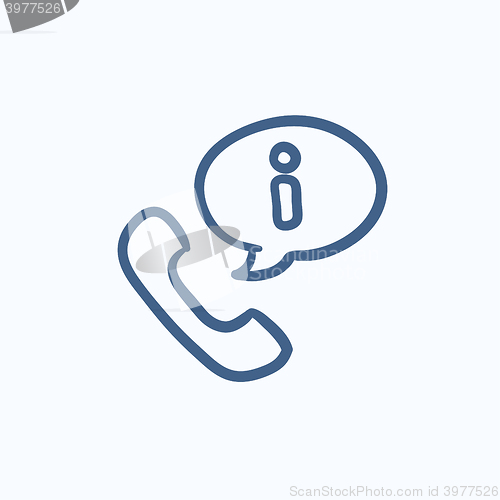 Image of Handset with information sign sketch icon.