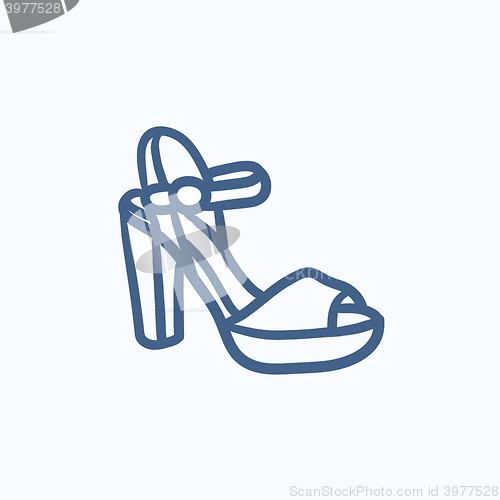 Image of High-heeled sandal sketch icon.