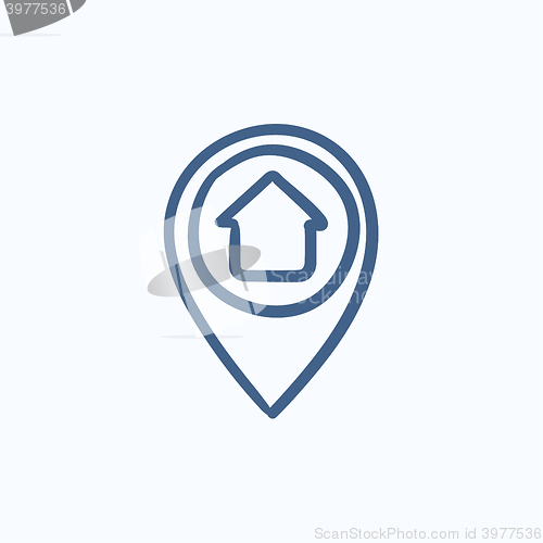 Image of Pointer with house inside sketch icon.