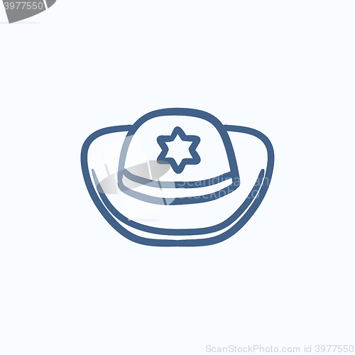 Image of Sheriff hat sketch icon.