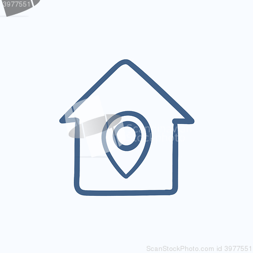 Image of House with pointer sketch icon.