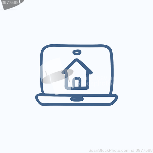 Image of Smart house technology sketch icon.