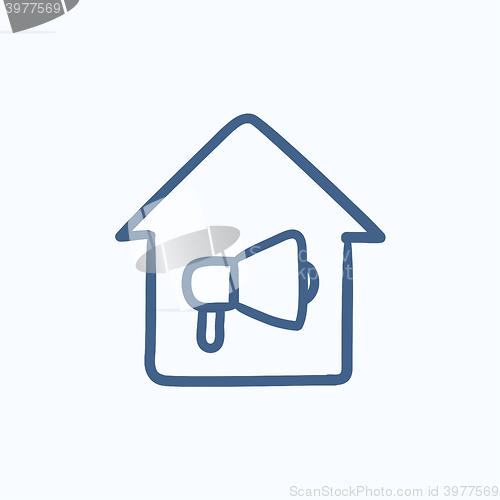 Image of House fire alarm sketch icon.