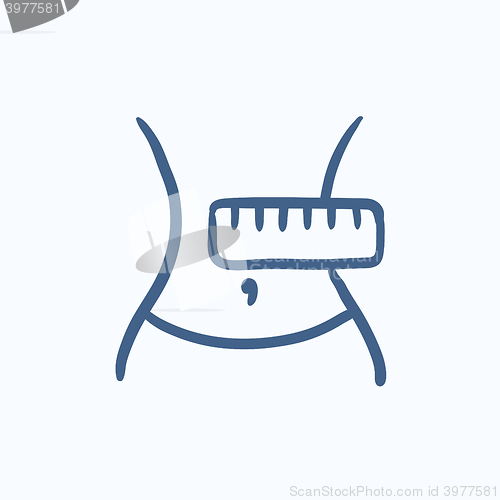 Image of Waist with measuring tape sketch icon.