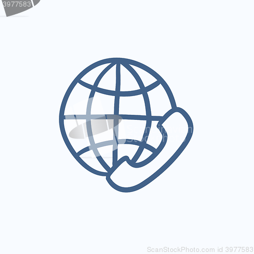 Image of Global communications sketch icon.