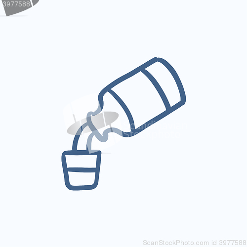 Image of Medicine and measuring cup sketch icon.