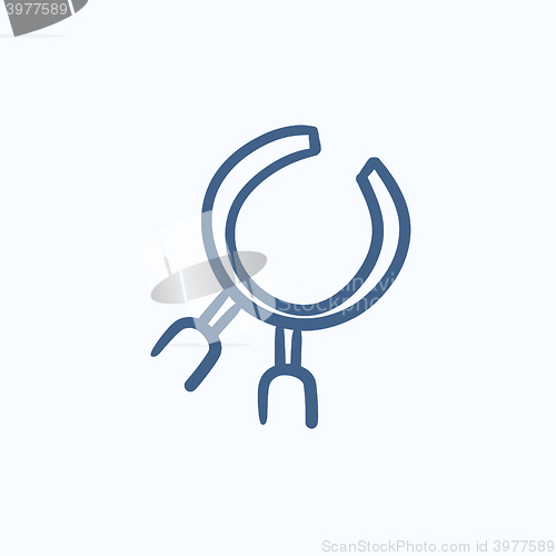 Image of Dental pliers sketch icon.