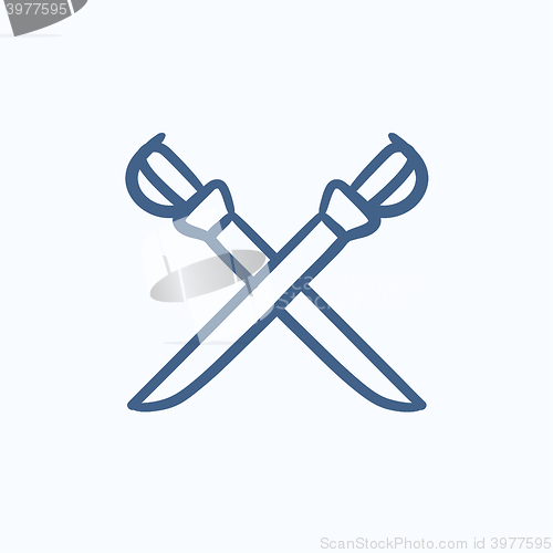 Image of Crossed saber sketch icon.