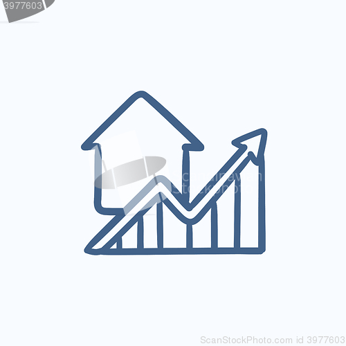 Image of Graph of real estate prices growth sketch icon.