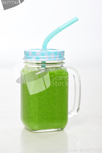 Image of Jar tumbler mug with green smoothie drink