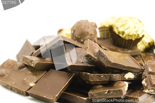 Image of chocolate slices close up