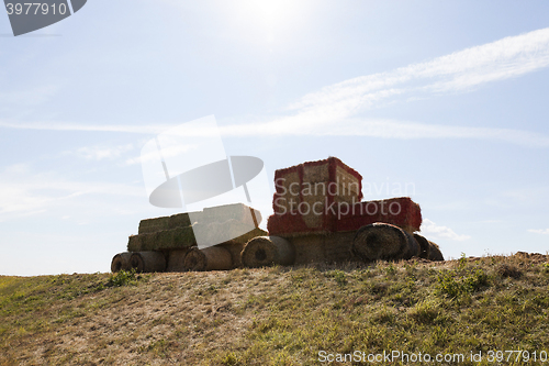 Image of tractor made from straw 