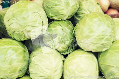 Image of close up of cabbage at street market