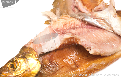 Image of smoked fish on white