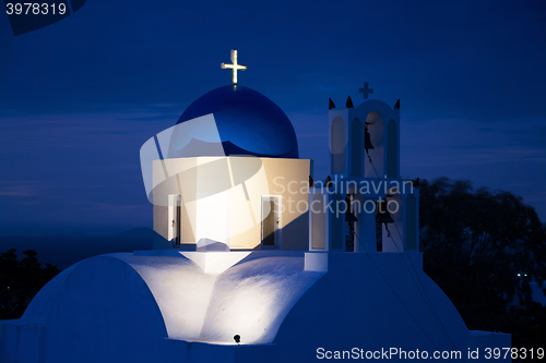 Image of Church during Sunrise, Fira, Santorini, Greece