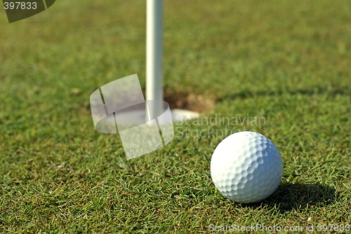 Image of Golfball in front of the hole
