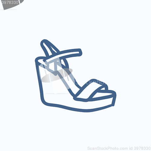Image of Women platform sandal sketch icon.