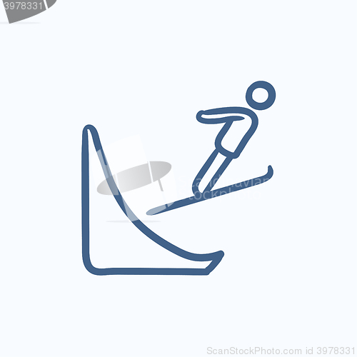 Image of Ski jumping sketch icon.