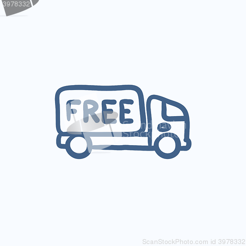 Image of Free delivery truck sketch icon.