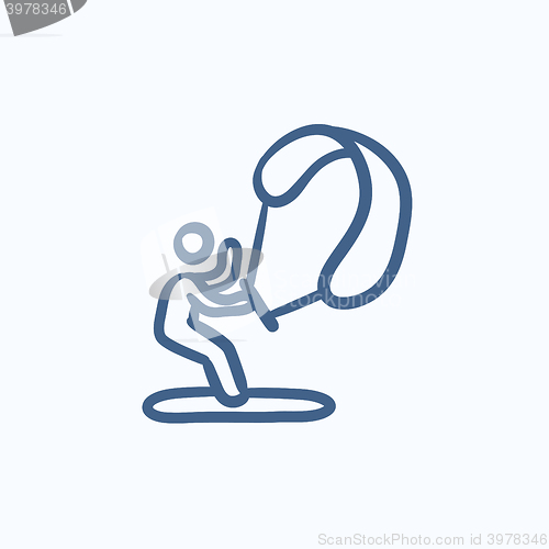 Image of Kite surfing sketch icon.