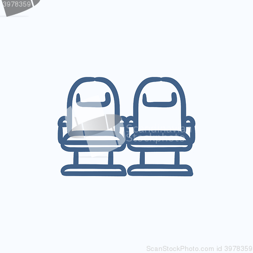 Image of Cinema chairs sketch icon.