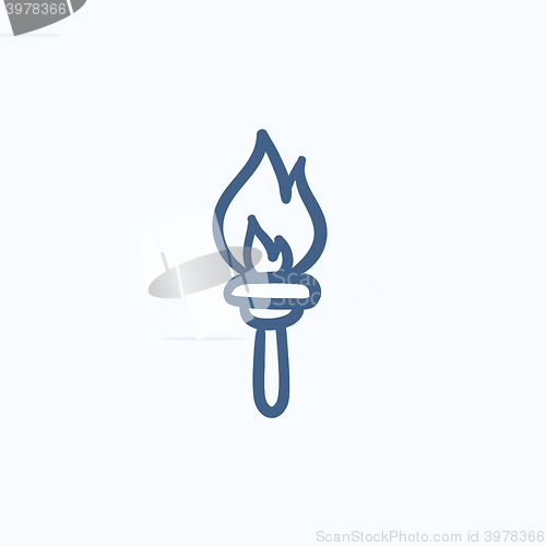 Image of Burning olympic torch sketch icon.