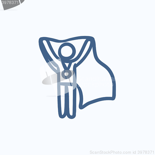 Image of Medalist standing with flag sketch icon.