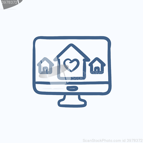 Image of Smart house technology sketch icon.