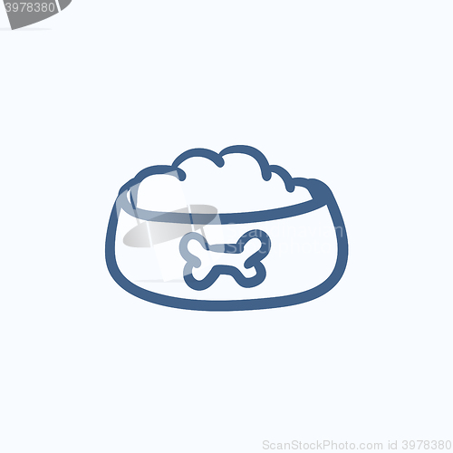 Image of Dog bowl with food sketch icon.