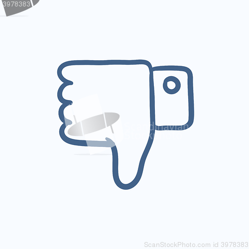 Image of Thumb down hand sign sketch icon.