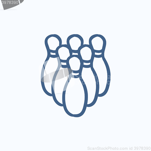 Image of Bowling pins sketch icon.