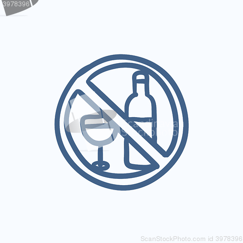 Image of No alcohol sign sketch icon.