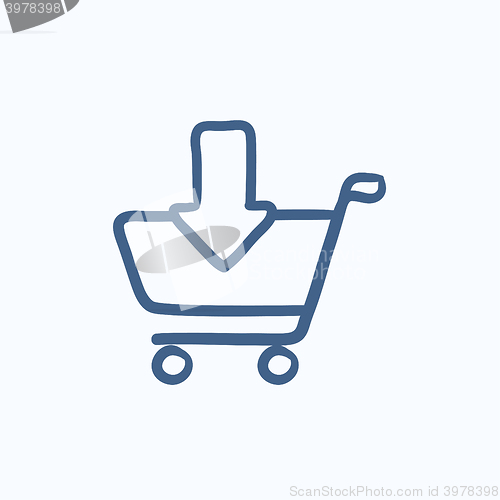 Image of Online shopping cart sketch icon.