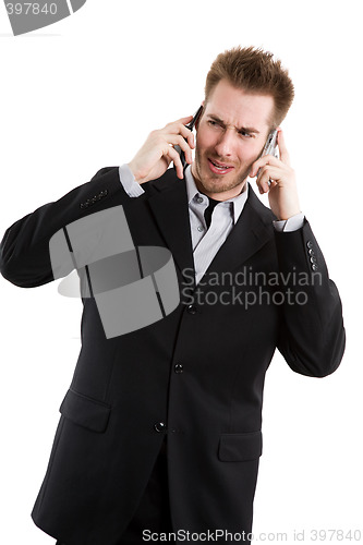 Image of Busy caucasian businessman