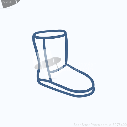 Image of Fuzzy winter boot sketch icon.