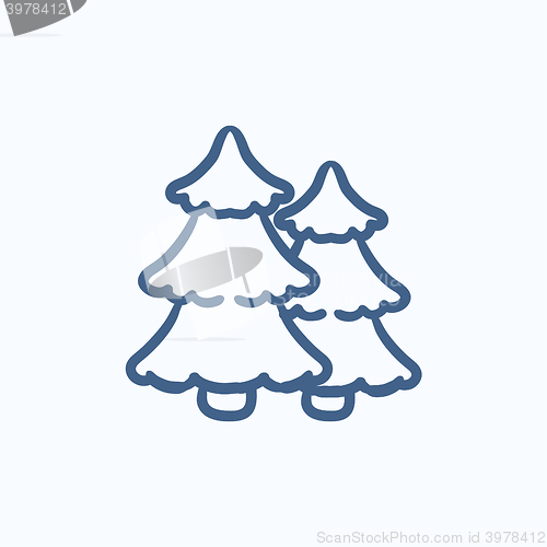 Image of Pine trees sketch icon.