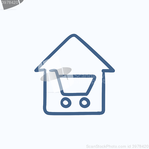 Image of House shopping sketch icon.