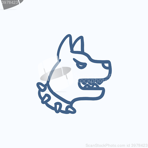 Image of Aggressive police dog sketch icon.