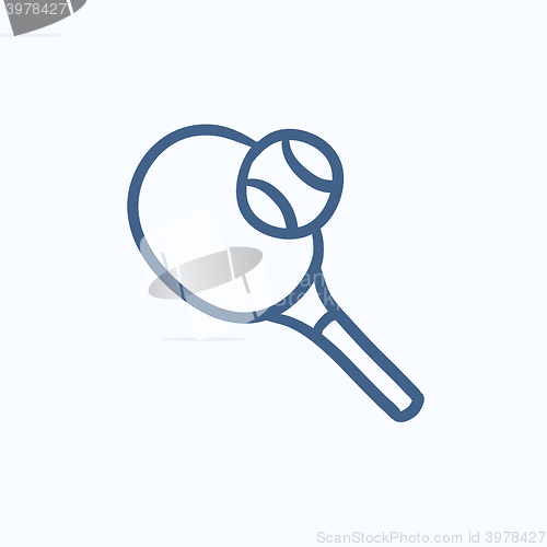 Image of Tennis racket and ball sketch icon.